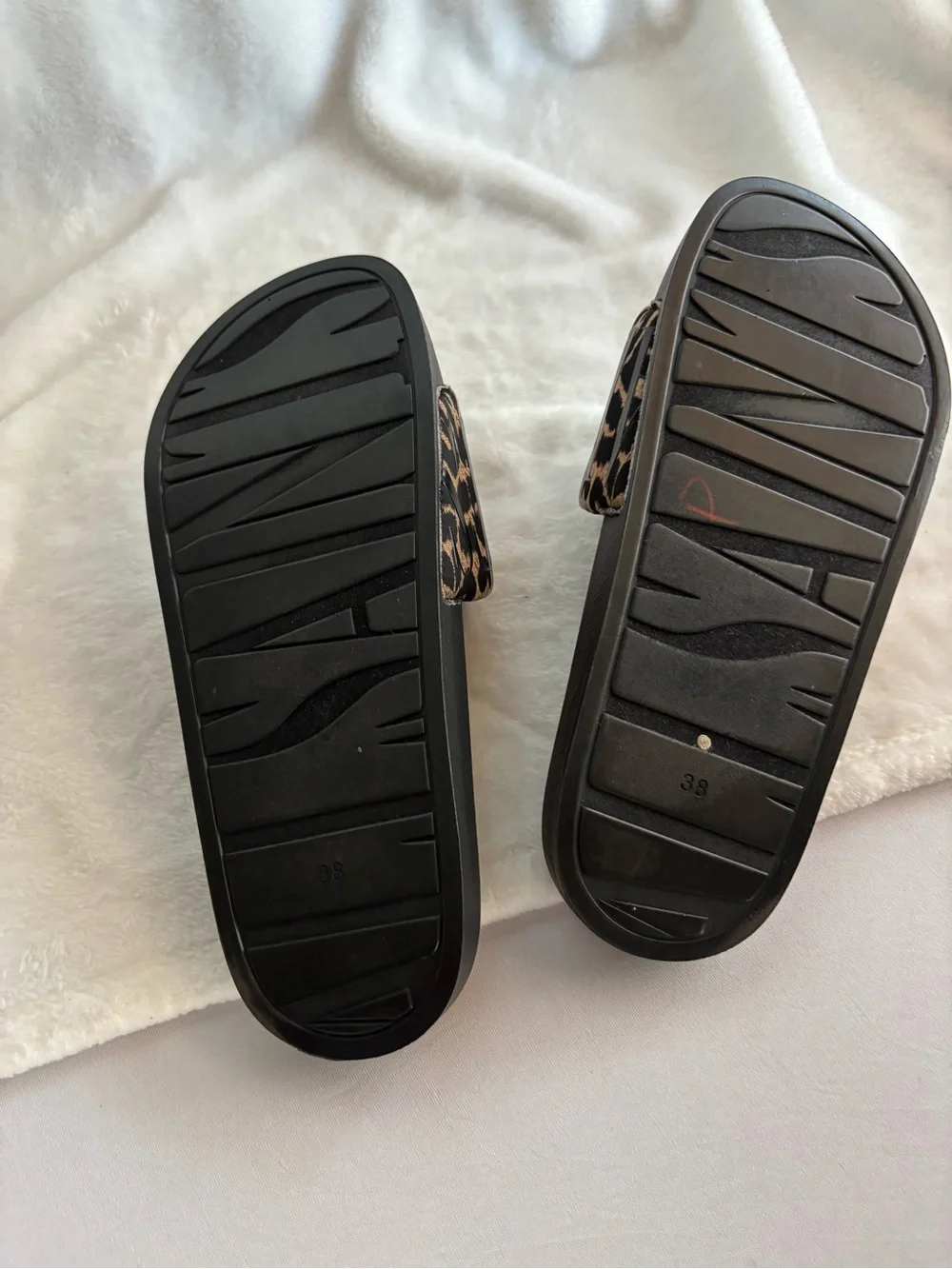 ALL SAINTS Signet Transfer Slide Sandal Leopard Print Black/Brown Size 8 - Picture 9 of 13